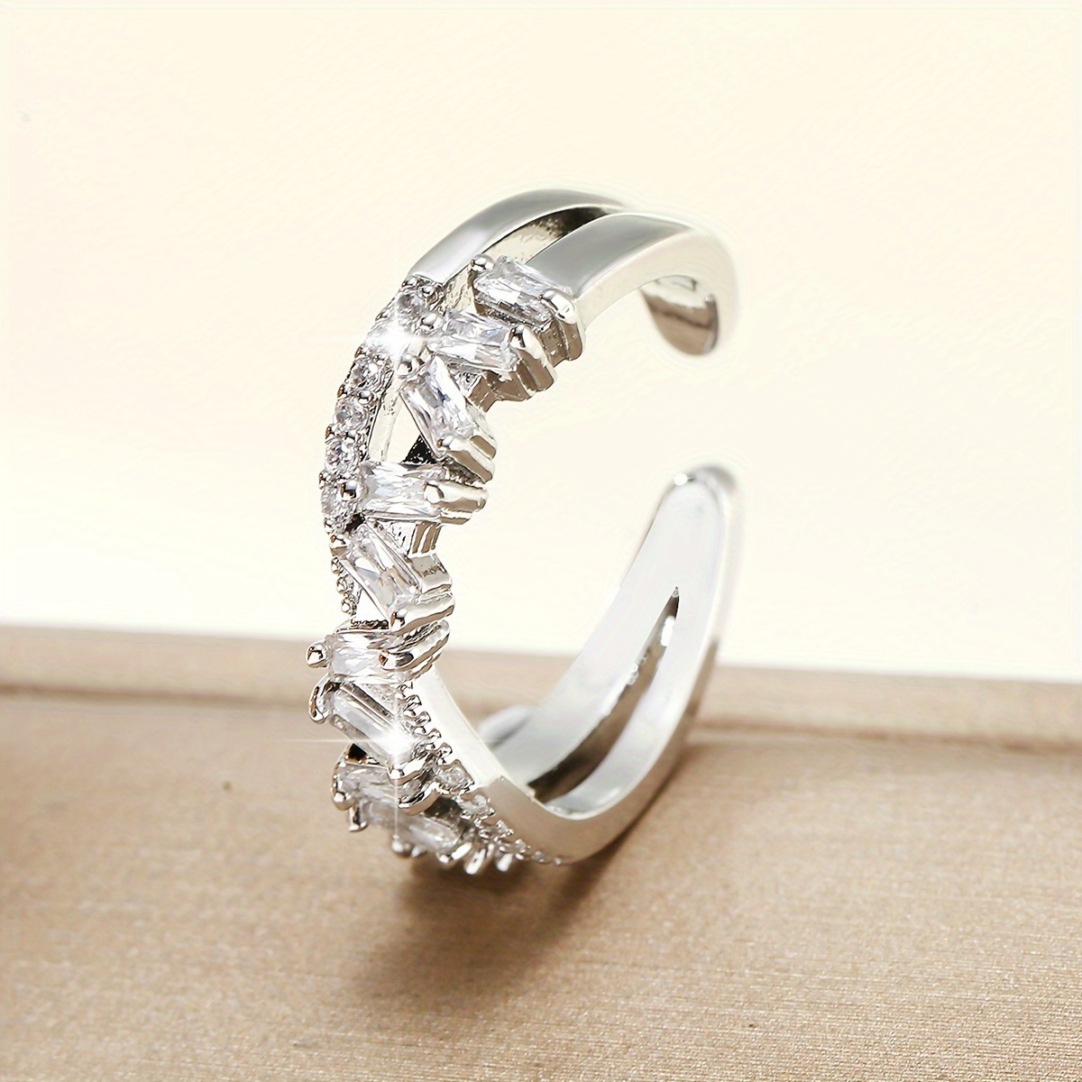 Copper Ring with CZ Adjustable Open for Any Occasion